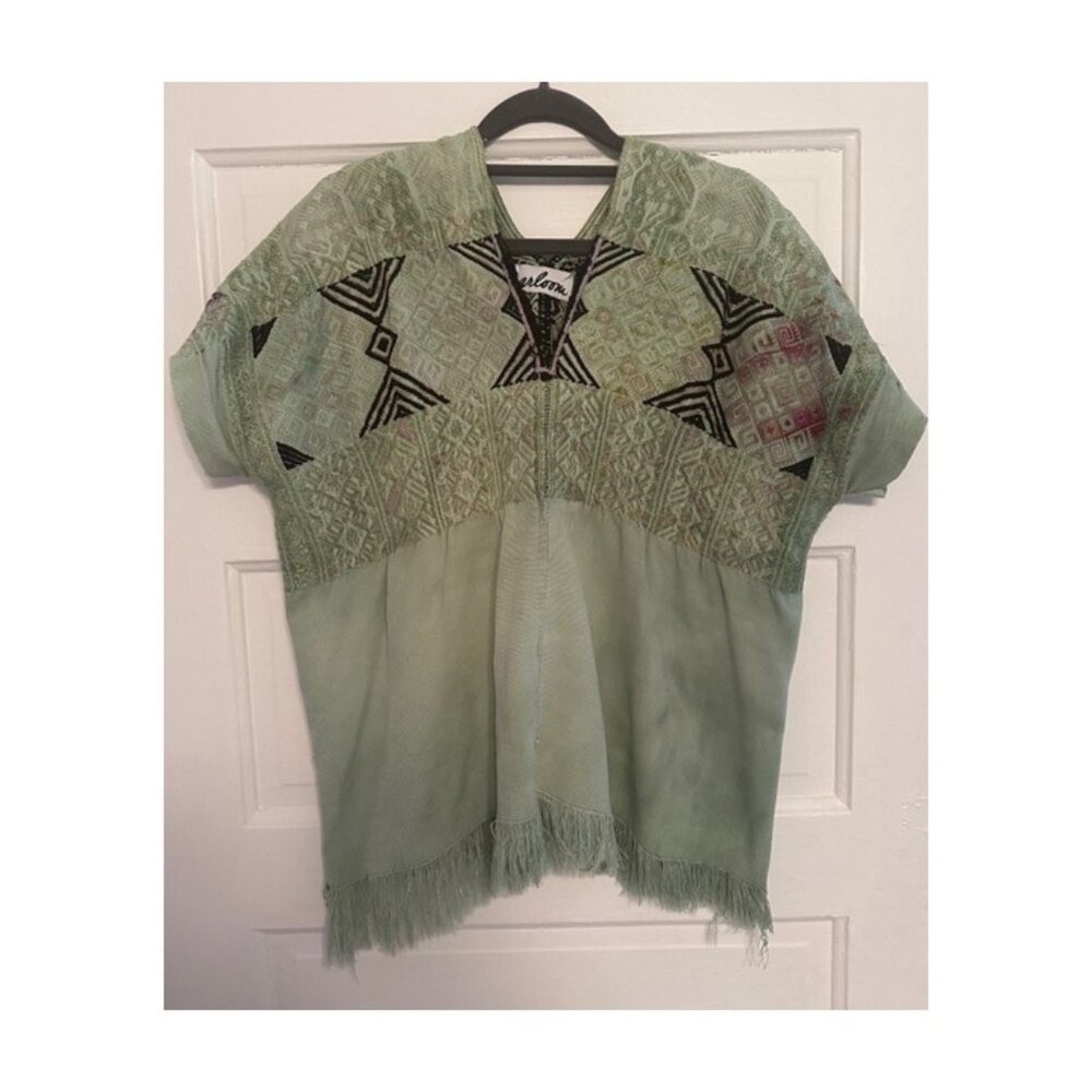 Arloom. One-of-a-Kind Huipil Light Green Top. Size M/L.